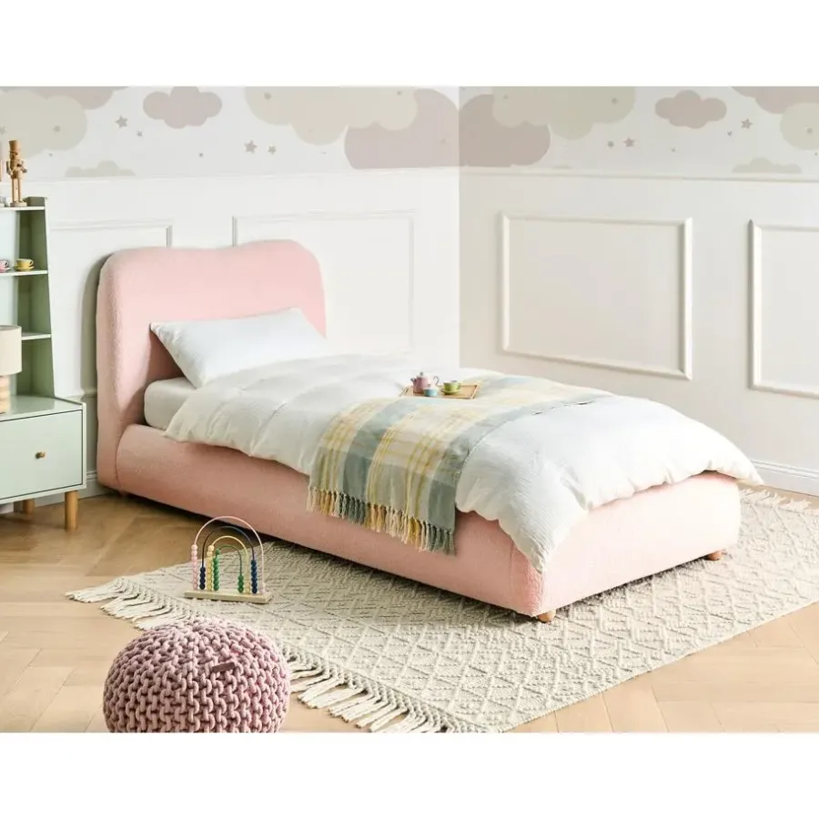 1-Persoons Bedden-Leen Bakker BLAGNAC - Bed met opbergruimte - Roze - 90 x 200 cm - Bouclé