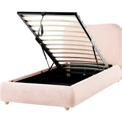 1-Persoons Bedden-Leen Bakker BLAGNAC - Bed met opbergruimte - Roze - 90 x 200 cm - Bouclé
