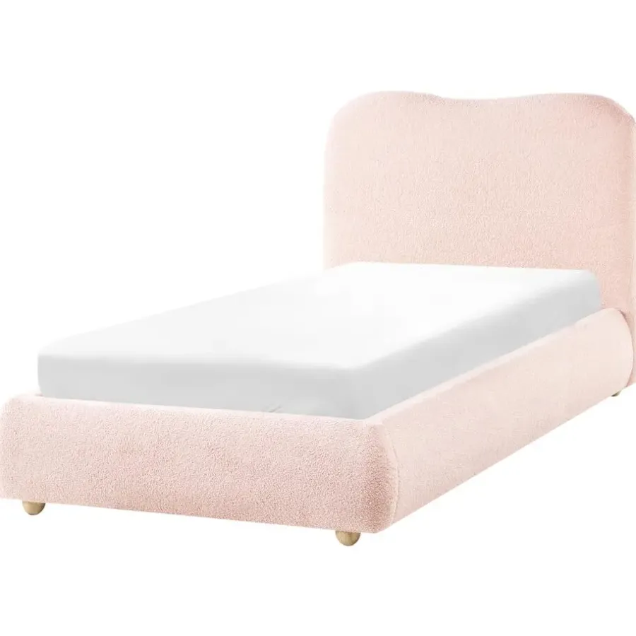 1-Persoons Bedden-Leen Bakker BLAGNAC - Bed met opbergruimte - Roze - 90 x 200 cm - Bouclé