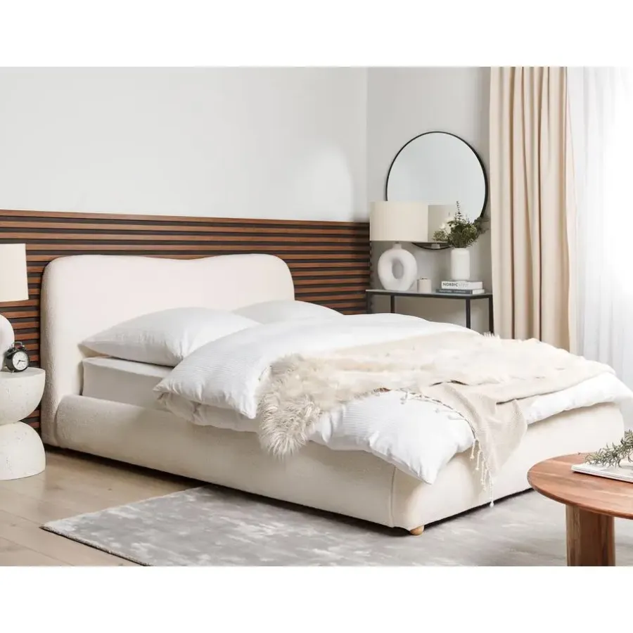 Beliani BLAGNAC - Bed met opbergruimte - Wit - 160 x 200 cm - Bouclé