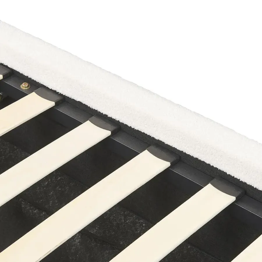 Beliani BLAGNAC - Bed met opbergruimte - Wit - 160 x 200 cm - Bouclé