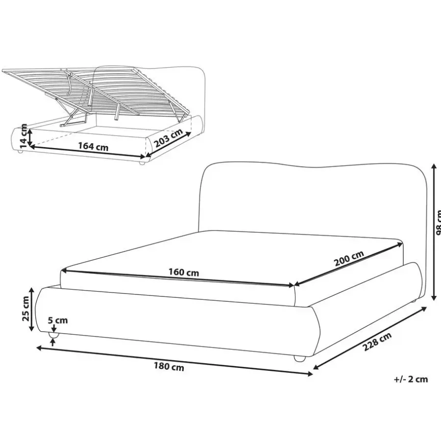 Beliani BLAGNAC - Bed met opbergruimte - Wit - 160 x 200 cm - Bouclé