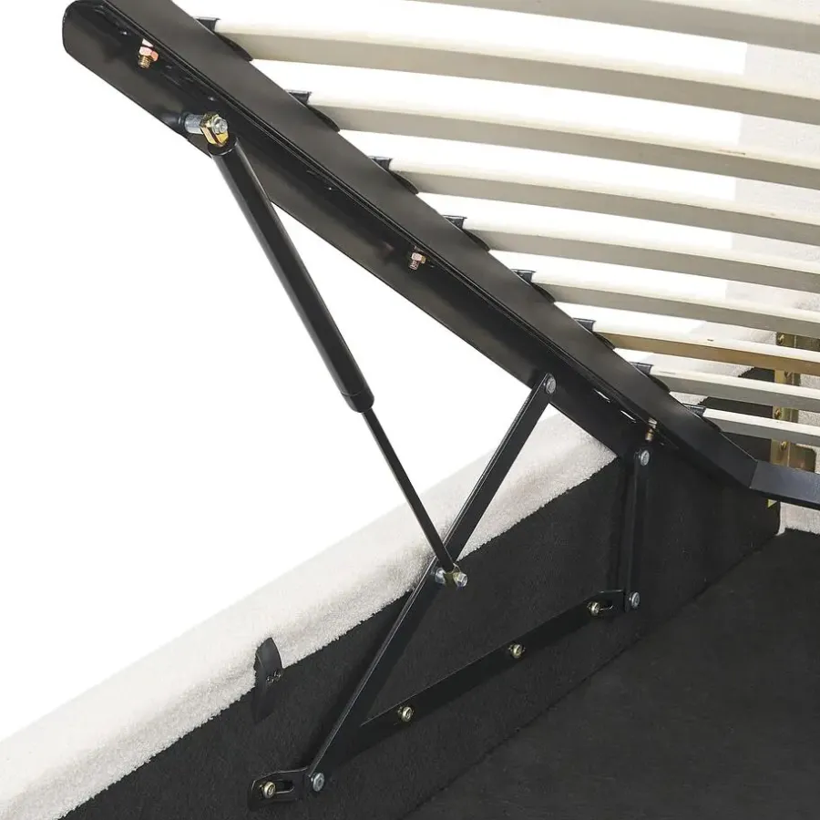 Beliani BLAGNAC - Bed met opbergruimte - Wit - 160 x 200 cm - Bouclé