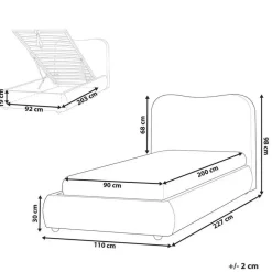 1-Persoons Bedden-Leen Bakker BLAGNAC - Bed met opbergruimte - Lichtbeige - 90 x 200 cm - Bouclé