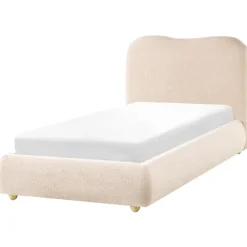 1-Persoons Bedden-Leen Bakker BLAGNAC - Bed met opbergruimte - Lichtbeige - 90 x 200 cm - Bouclé