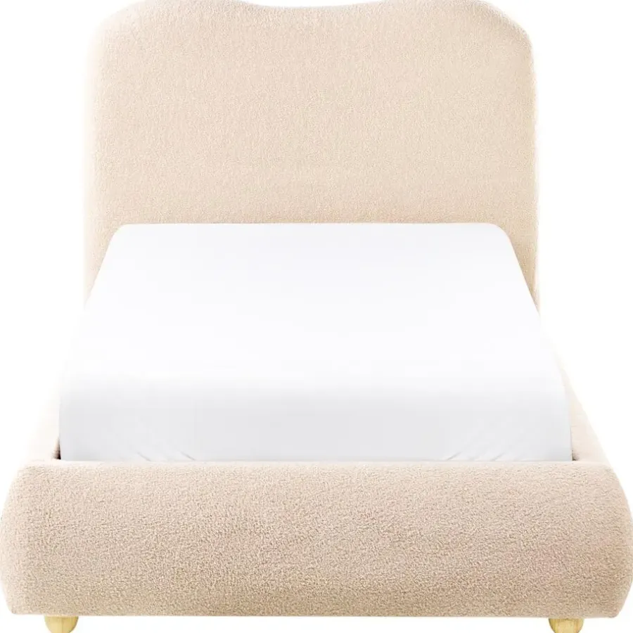 1-Persoons Bedden-Leen Bakker BLAGNAC - Bed met opbergruimte - Lichtbeige - 90 x 200 cm - Bouclé
