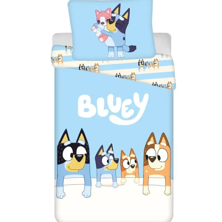 Kinderdekbedovertrekken-Bluey Dekbedovertrek Stripes - Eenpersoons - 140 x 200 cm - Katoen