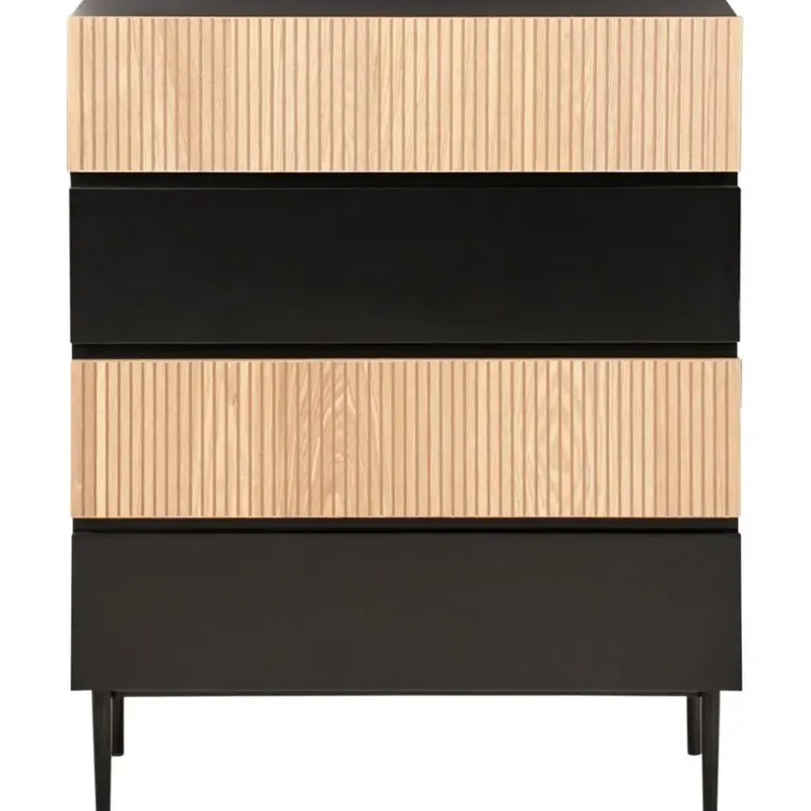 Leen Bakker BLYTHE- Ladekast 4 lades - Zwart/Bruin - MDF