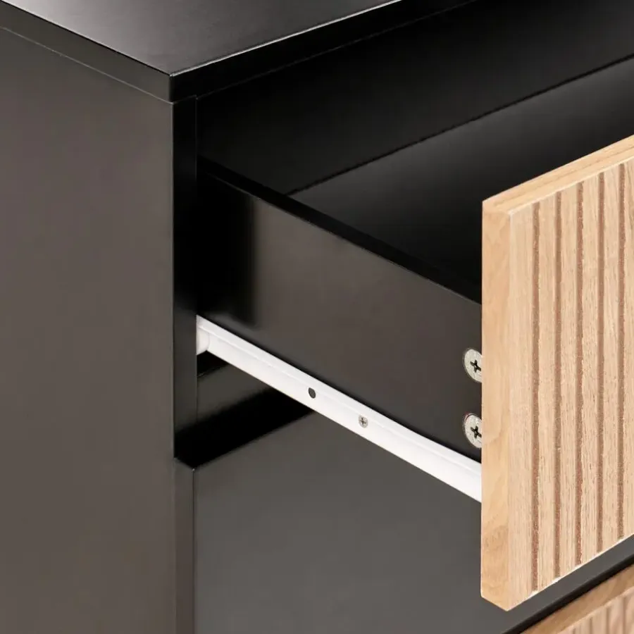 Leen Bakker BLYTHE- Ladekast 4 lades - Zwart/Bruin - MDF