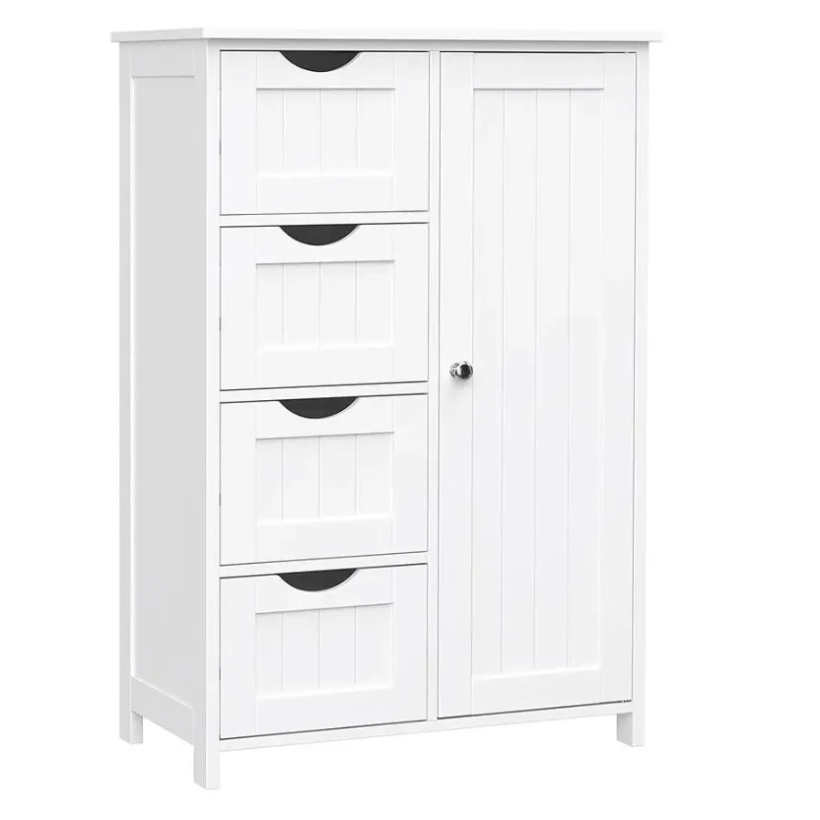 Ladekasten|Ladekasten-Bobbel Home - Badkamerkast - 4 laden - Houten - Wit