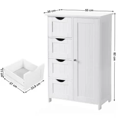 Ladekasten|Ladekasten-Bobbel Home - Badkamerkast - 4 laden - Houten - Wit
