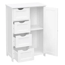 Ladekasten|Ladekasten-Bobbel Home - Badkamerkast - 4 laden - Houten - Wit