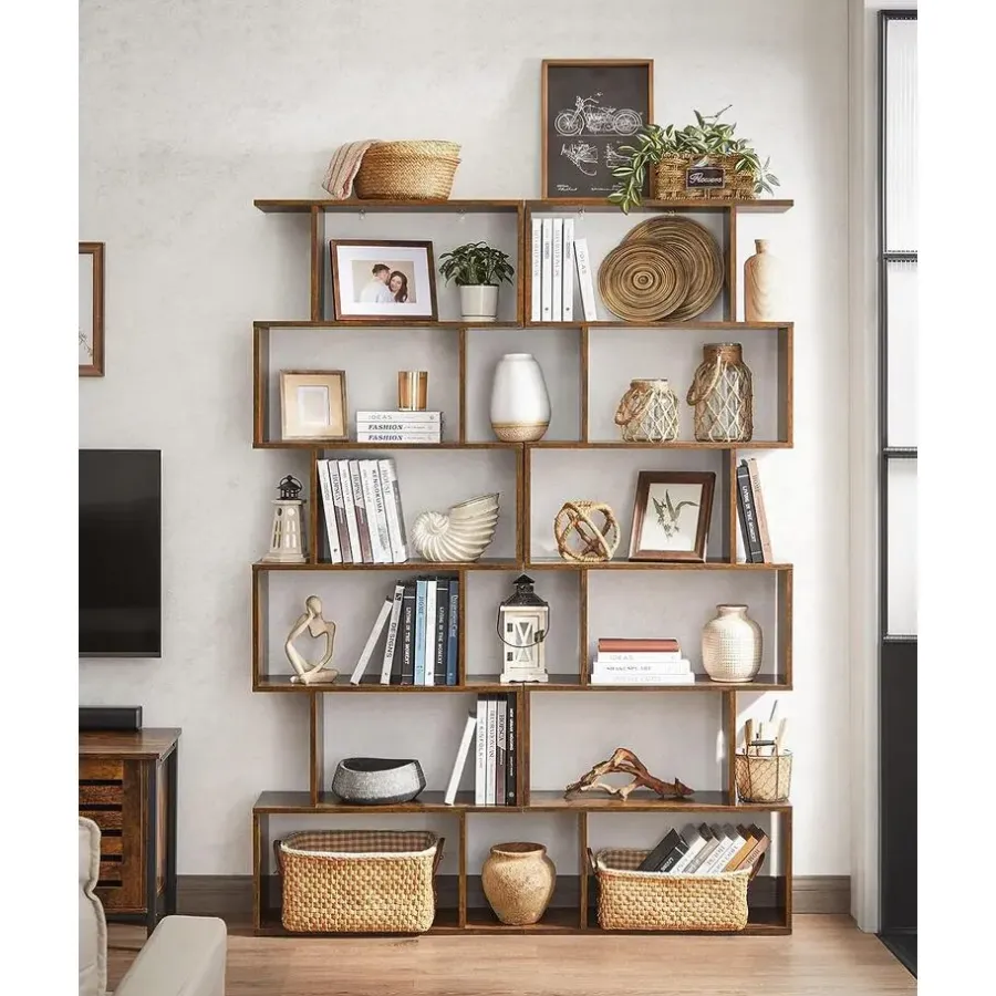 Boekenkasten|Boekenkasten-Bobbel Home - Boekenkast - Kubus - 6 Compartimenten - Bruin