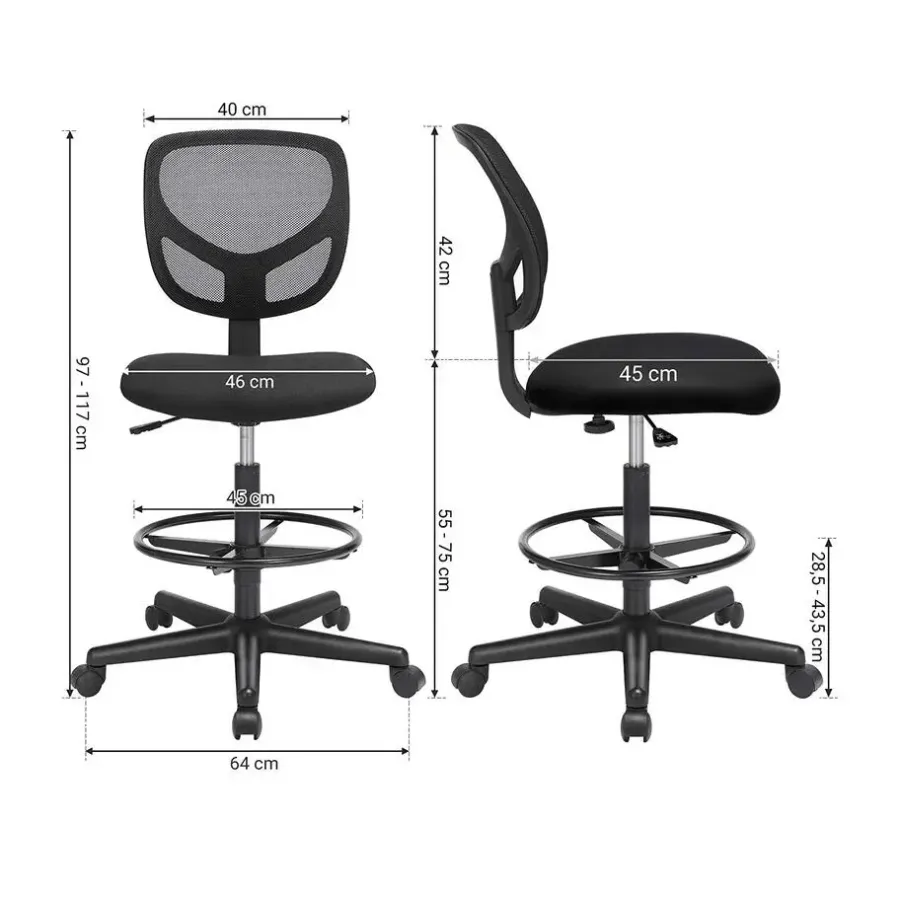 Bureaustoelen|Bureaustoelen-Bobbel Home - Ergonomische bureaustoel - Verstelbare voetsteun - Zwart