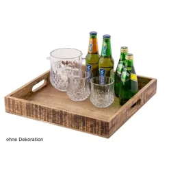 Dienbladen-Bobbel Home - Houten Dienblad - Decoratief Serveerblad -40x40cm - Bruin