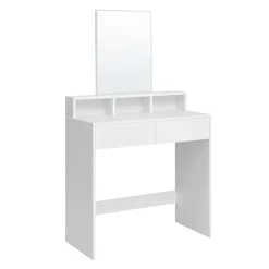 Kaptafels-Parya Home Bobbel Home - Kaptafel met rechthoekige spiegel - Wit