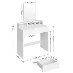 Kaptafels-Parya Home Bobbel Home - Kaptafel met rechthoekige spiegel - Wit