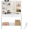 Kaptafels-Parya Home Bobbel Home - Moderne Witte Make-up tafel met Instelbare LED Verlichting