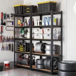 Bobbel Home - Stellingkast - 5 verstelbare planken - max 600kg - Zwart