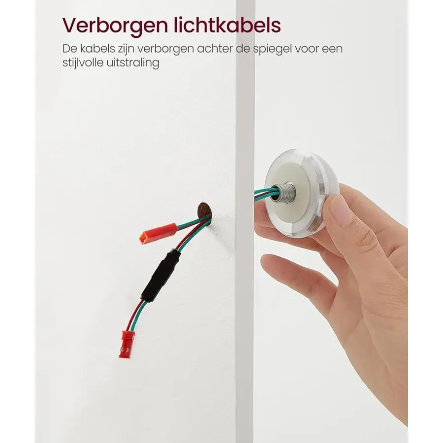 Bobbel Home - Witte Kaptafel - Rechthoekige spiegel - Gloeilampen