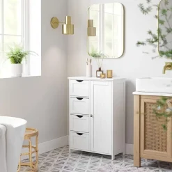 Bobbel Home Badkamerkast - 4 Lades - MDF - Wit