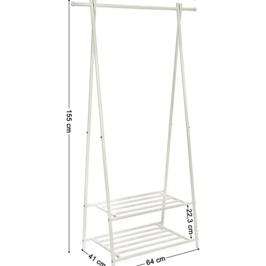 Kledingrekken|Kledingrekken-Parya Home Bobbel Home kledingrek kapstok met 2 schoenplanken Wit
