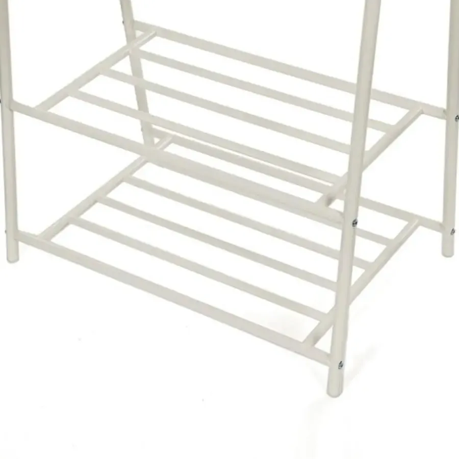 Kledingrekken|Kledingrekken-Parya Home Bobbel Home kledingrek kapstok met 2 schoenplanken Wit