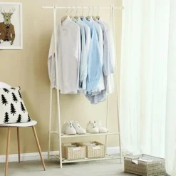 Kledingrekken|Kledingrekken-Parya Home Bobbel Home kledingrek kapstok met 2 schoenplanken Wit