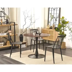 Ronde Eettafels-Beliani BOCA - Ronde eettafel - Donkere houtkleur - 90 cm - MDF