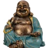 Beelden-Merkloos Boeddha beeld Happy Shaman - kunststeen - goud/jade - 22 x 23 cm