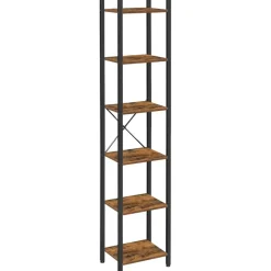 Dok Home Boekenkast - Opbergrek Met 6 Planken - Open Planken - Vintage - Bruin/Zwart