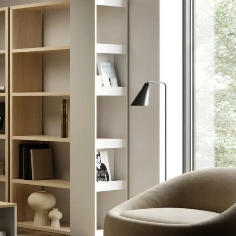 Leen Bakker Boekenkast Ellana 7 open vakken-lichte eik/wit