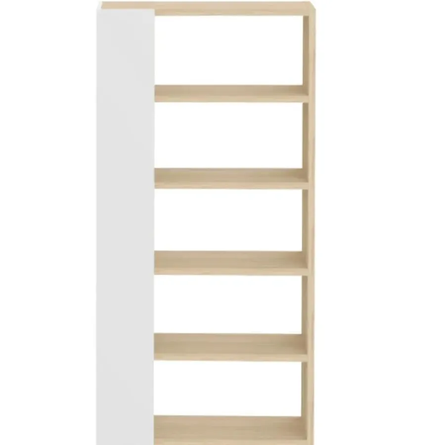 Leen Bakker Boekenkast Ellana 7 open vakken-lichte eik/wit