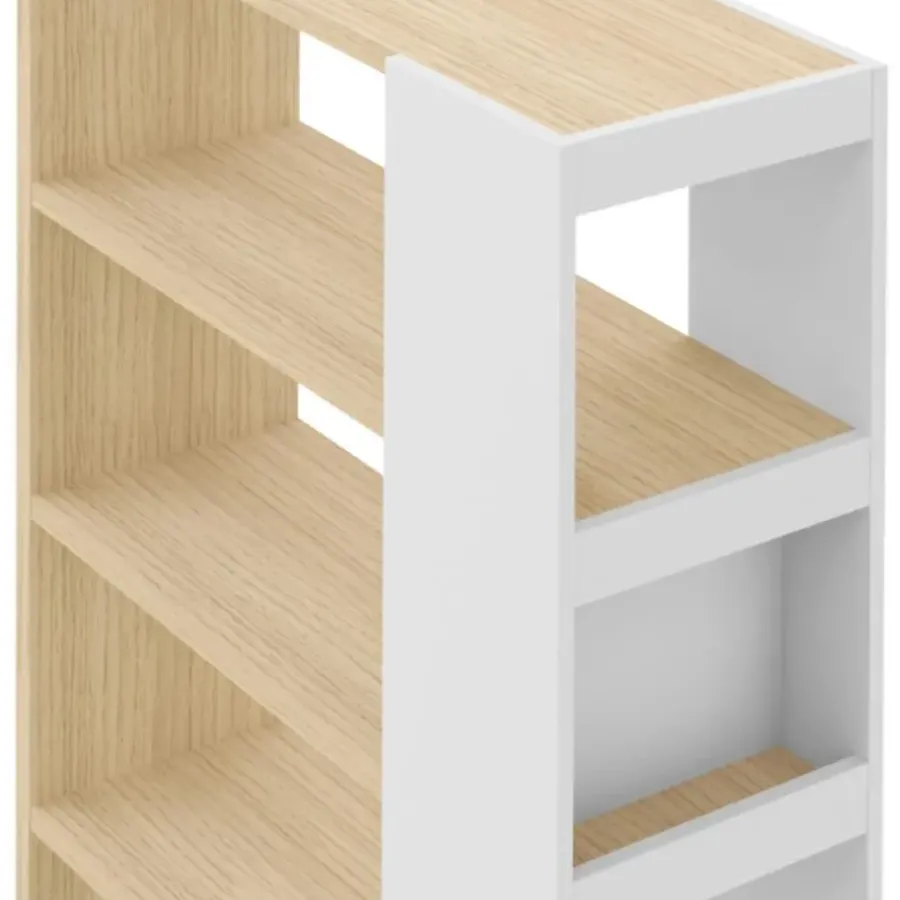 Leen Bakker Boekenkast Ellana 7 open vakken-lichte eik/wit