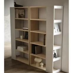 Leen Bakker Boekenkast Ellana 7 open vakken-lichte eik/wit