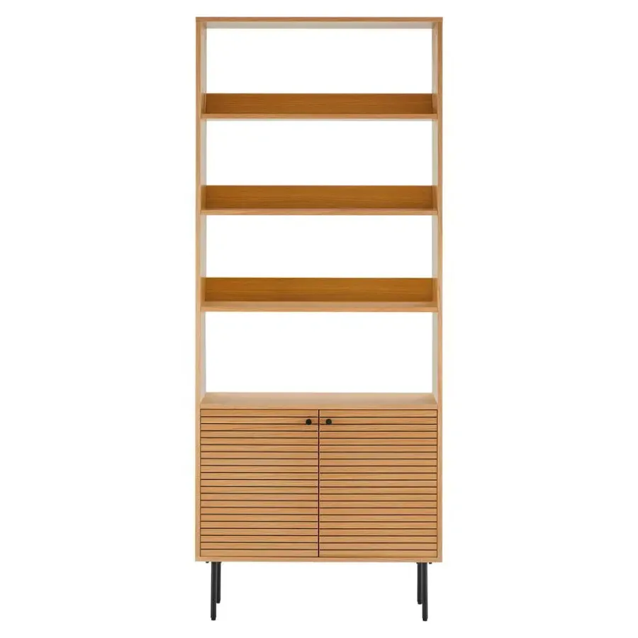 Boekenkasten|Boekenkasten-House Nordic Boekenkast Naturel Eikenfineer - 80x30x200cm - Kyoto
