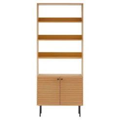 Boekenkasten|Boekenkasten-House Nordic Boekenkast Naturel Eikenfineer - 80x30x200cm - Kyoto