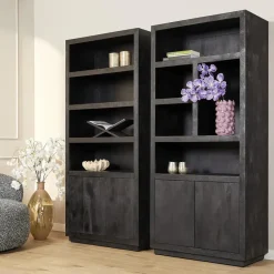StarFurn Boekenkast Zwart Hout - 90x45x200cm - Brussel