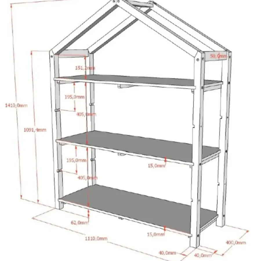 Boekenkasten|Boekenkasten-Vipack Boekenrek Dallas - 111x40x141cm - massief dennenhout - antraciet