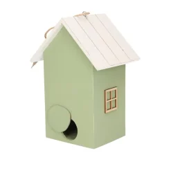 Tuindecoratie-Boltze Vogelhuisje - groen met wit dak - hout nestkastje - 22 cm