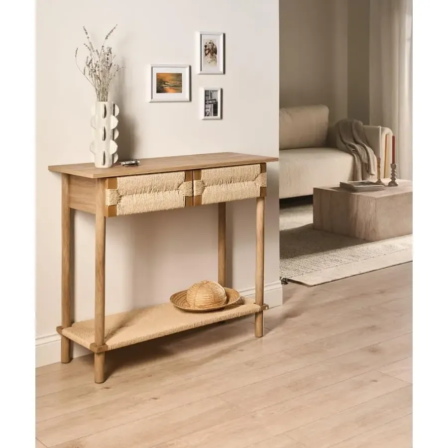 Sidetables-Leen Bakker BONDI - Sidetable - Lichtbruin - Spaanplaat/Papierkoord