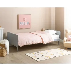 Beliani BONNAC - Eenpersoonsbed - Grijs - 90 x 200 cm - Dennenhout