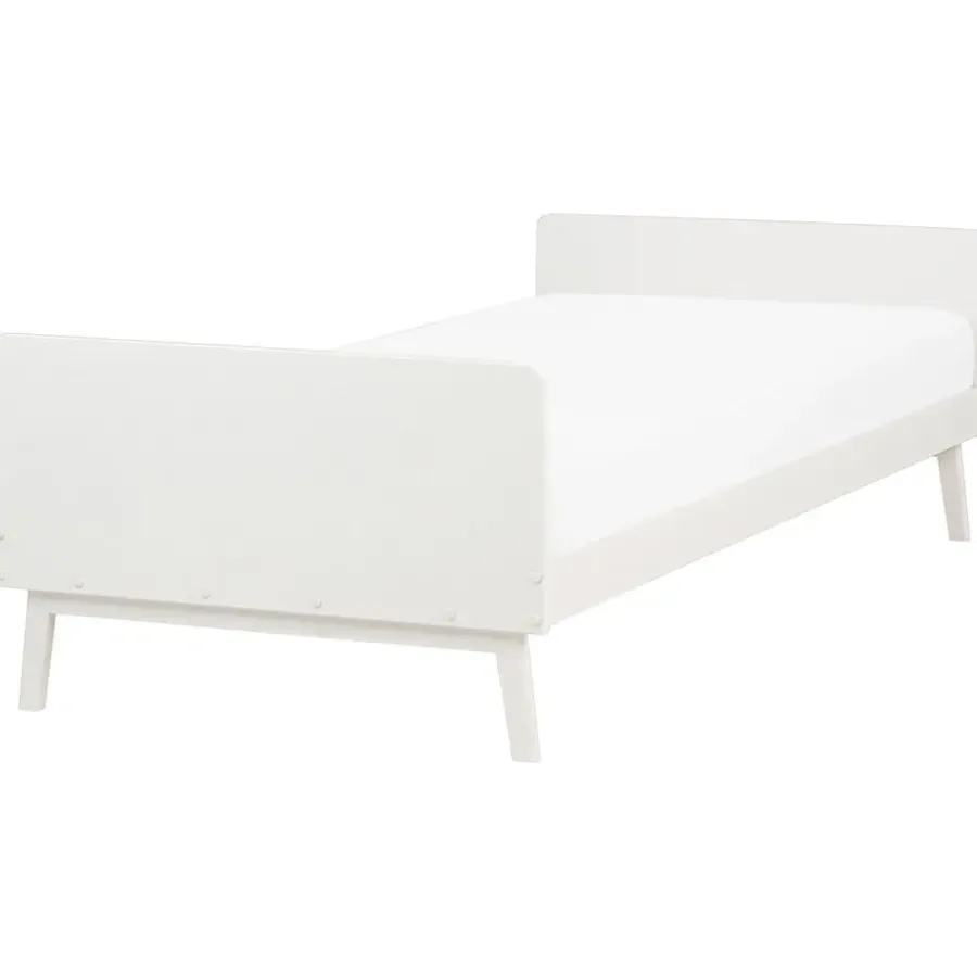 Kinderbedden-Beliani BONNAC - Eenpersoonsbed - Wit - 90 x 200 cm - Dennenhout