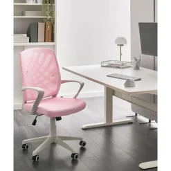 Bureaustoelen|Bureaustoelen-Leen Bakker BONNY - Bureaustoel - Roze - Polyester