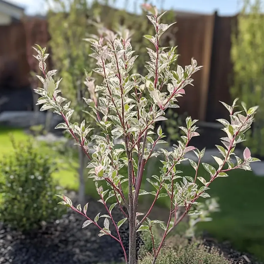 Plant in a Box Bonte dwergwilg - Set van 2 - Salix integra 'Flamingo' - Hoogte 60-80cm - ⌀17cm
