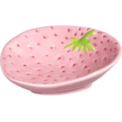 Borden-Leen Bakker Bordje Aardbei - roze - aardewerk - 5,5x13,5x14 cm
