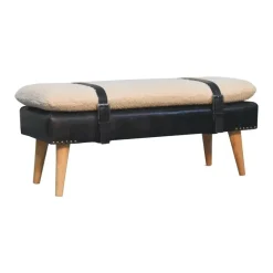 Artisan Furniture Bouclé Buffalo Hide Zwart Leren Bank, Bruin