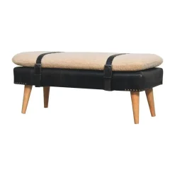 Artisan Furniture Bouclé Buffalo Hide Zwart Leren Bank, Bruin