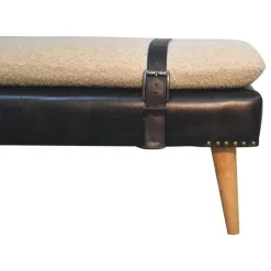 Artisan Furniture Bouclé Buffalo Hide Zwart Leren Bank, Bruin