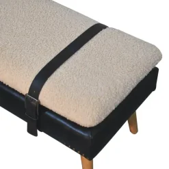 Artisan Furniture Bouclé Buffalo Hide Zwart Leren Bank, Bruin